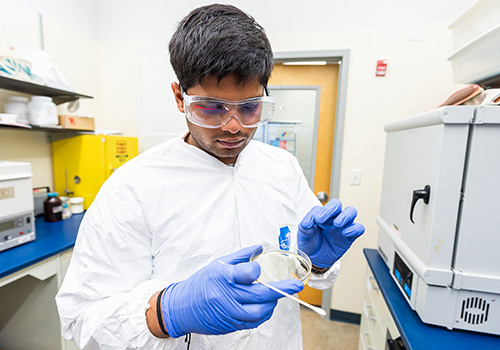 Student in lab